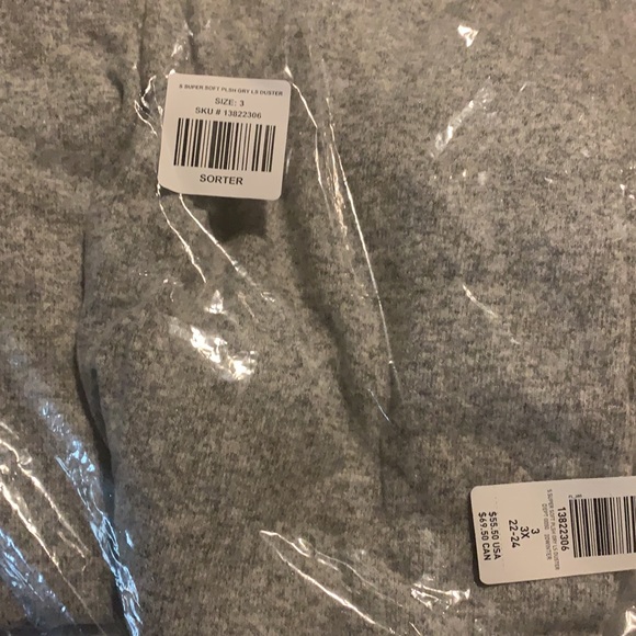 Gray Open Front Cardigan 3X left - Picture 7 of 8